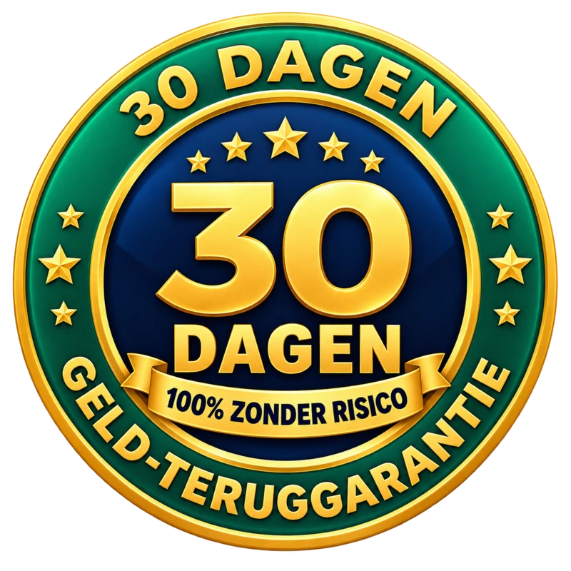 30 dagen geld-teruggarantie, 100% zonder risico