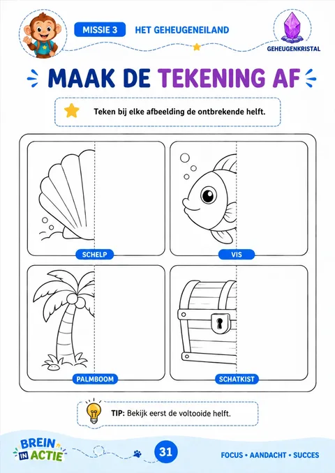 Voorbeeldpagina: maak de tekening af